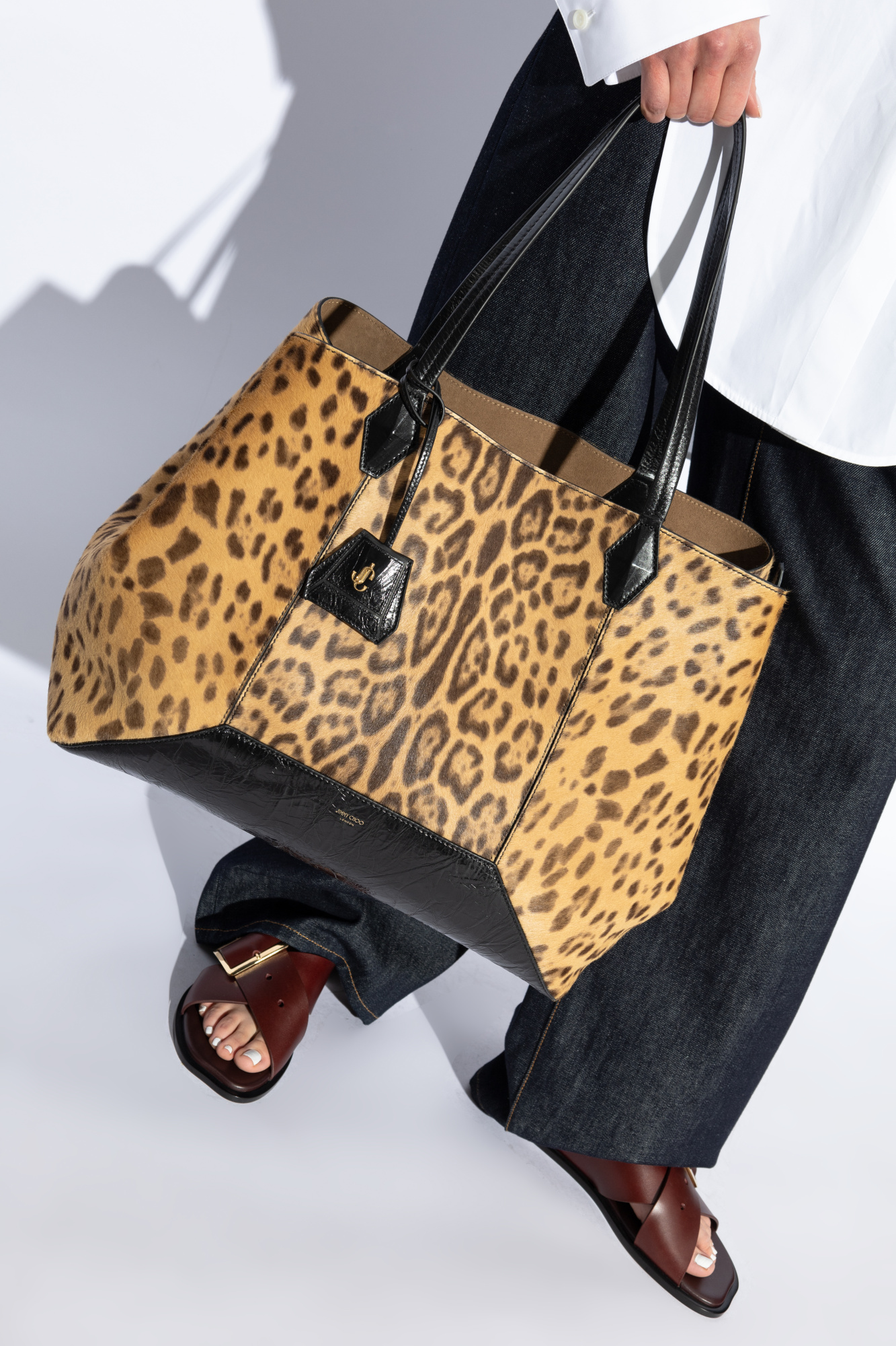 【25SS NEW】Jimmy Choo/Diamond Large レオパード トートバッグ Jimmy Choo Bag Diamond Large in shopper style | Women's Bags